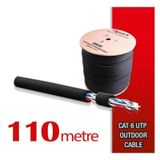 Qport Yüksek Bakır Utp 23Awg 0.58 MM Dış Ortam Cat6 Outdoor Kablo 110 Metre