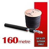 Qport Yüksek Bakır Utp 23awg 0.58 Mm Dış Ortam Cat6 Outdoor Kablo 160 Metre Siyah