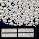 QPRETTY DU 6540 adet kirli beyaz reçine düz arka inciler Rhinestones, karışık boyut 2/3/4/5/6/8/10mm yarım yuvarlak inci boncuk tırnak taşlar yapay elmas cımbız ve seçici kalem el sanatları tırnak DIY dekorasyon