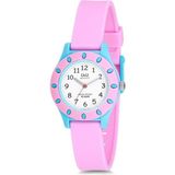 Q&Q Çocuk Unisex Pembe Mor Puantiye Desenli Su Geçirmez Kol Saati - Kırmızı - Beyaz