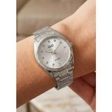 Q&Q Minimal Yuvarlak Kasa Vintage Model Taşlı Kadran Kadın Metal Çelik Kordon Kol Saati 2 Yıl Garantili - Gümüş