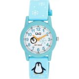 Q&Q V22A-006VY Penguen ve Kar tanesi Desenli Silikon 10 Atm Su Geçirmez Çocuk Kol Saati