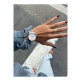 Q&Q Vintage Beyaz Kadranlı Minimal Gümüş Metal Kordon Kadın Kol Saati