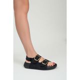 Qramed Orthopedix Çitf Bantlı Tokalı Unisex Spor Sandalet QR25207 - Siyah