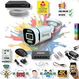 Qromax 1 Kameralı IP Set - Yapay Zeka Özellikli Gece Renkli Gösteren Sesli 6 Warm Ledli 4K FULLHD IP Güvenlik Kamerası Seti 4386WS