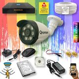 qromax 1 Kameralı Set - Gece Renkli Gösteren Hareket Algılayan 8 Warm Ledli 1080P Turbo HD Güvenlik Kamerası Seti 3908W-9004 - Siyah - Beyaz