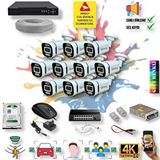 Qromax 10 Kameralı IP Set - Yapay Zeka Özellikli Gece Renkli Gösteren Sesli 6 Warm Ledli 4K FULLHD IP Güvenlik Kamerası Seti 4386WS