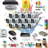 Qromax 13 Kameralı IP Set - Yapay Zeka Özellikli Gece Renkli Gösteren Sesli 6 Warm Ledli 4K FULLHD IP Güvenlik Kamerası Seti 4386WS