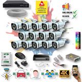 Qromax 14 Kameralı IP Set - Yapay Zeka Özellikli Gece Renkli Gösteren Sesli 6 Warm Ledli 4K FULLHD IP Güvenlik Kamerası Seti 4386WS
