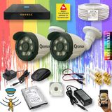 qromax 2 Kameralı Set - Gece Renkli Gösteren Hareket Algılayan 8 Warm Ledli 1080P Turbo HD Güvenlik Kamerası Seti 3908W-9004 - Siyah - Beyaz