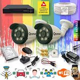 Qromax 2 Kameralı Set - Yapay Zeka Özellikli Gece Renkli Gösteren 8 Warm Ledli TurboHD Güvenlik Kamerası Seti 3908W-104