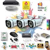 Qromax 3 Kameralı IP Set - Yapay Zeka Özellikli Gece Renkli Gösteren Sesli 6 Warm Ledli 4K FULLHD IP Güvenlik Kamerası Seti 4386WS