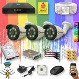 qromax 3 Kameralı Set - Gece Renkli Gösteren Hareket Algılayan 8 Warm Ledli 1080P Turbo HD Güvenlik Kamerası Seti 3908W-9004 - Siyah - Beyaz