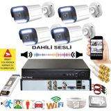 Qromax 4 Kameralı Set - Yapay Zeka Özellikli Gece Renkli Sesli FullHD 5Mp Lensli 12 Warm Ledli Güvenlik Kamerası Seti 312WS-104 - Siyah - Beyaz