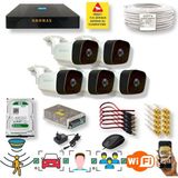 qromax 5 Kameralı Set - Insan Yüz Tanımalı Hareket Algılayan Gece Görüşlü 36 Ir LED 5mp Sony Lensli 1080P Full Hd Metal Kasa Güvenlik Kamerası Seti 5236 - Beyaz - Siyah
