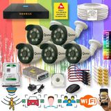 qromax 5 Kameralı Set - Yapay Zeka Özellikli Gece Renkli Gösteren 8 Warm Ledli TurboHD Güvenlik Kamerası Seti 3908W-9008 - Siyah - Beyaz