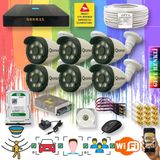 qromax 6 Kameralı Set - Yapay Zeka Özellikli Gece Renkli Gösteren 8 Warm Ledli TurboHD Güvenlik Kamerası Seti 3908W-9008 - Siyah - Beyaz