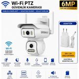 qromax 6MP Wi-Fi PTZ Çift Lensli Dış Mekan Akıllı Güvenlik Kamerası (12V Adaptör Dahil - Joysee App) WİFİ_QR_W2