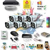 Qromax 7 Kameralı IP Set - Yapay Zeka Özellikli Gece Renkli Gösteren Sesli 6 Warm Ledli 4K FULLHD IP Güvenlik Kamerası Seti 4386WS