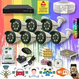 Qromax 7 Kameralı Set - Yapay Zeka Özellikli Gece Renkli Gösteren 8 Warm Ledli TurboHD Güvenlik Kamerası Seti 3908W-108