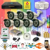 qromax 7 Kameralı Set - Yapay Zeka Özellikli Gece Renkli Gösteren 8 Warm Ledli TurboHD Güvenlik Kamerası Seti 3908W-9008 - Siyah - Beyaz