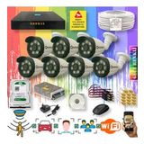 Qromax 7 Kameralı Set - Yapay Zeka Özellikli Gece Renkli Gösteren 8 Warm Ledli TurboHD Güvenlik Kamerası Seti 3908W-9008