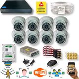 qromax 8 Kameralı Set - Insan Yüz Tanımalı Hareket Algılayan Gece Görüşlü 36 Ir LED 5mp Sony Lensli 1080P Full Hd Dome Iç Mekan Güvenlik Kamerası Seti D136B - Beyaz - Siyah