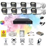 Qromax 8 Kameralı Set - Yapay Zeka Özellikli Gece Renkli Gösteren 5MP SONY Lensli 12 Warm Ledli FULLHD Güvenlik Kamerası Seti 312W-108