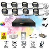 Qromax 8 Kameralı Set - Yapay Zeka Özellikli Gece Renkli Gösteren 5MP SONY Lensli 12 Warm Ledli FULLHD Güvenlik Kamerası Seti 312W-9008