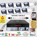Qromax 8 Kameralı Set - Yapay Zeka Özellikli Gece Renkli Sesli FullHD 5Mp Lensli 12 Warm Ledli Güvenlik Kamerası Seti 312WS-9008 - Siyah - Beyaz