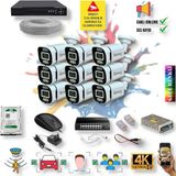Qromax 9 Kameralı IP Set - Yapay Zeka Özellikli Gece Renkli Gösteren Sesli 6 Warm Ledli 4K FULLHD IP Güvenlik Kamerası Seti 4386WS