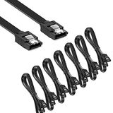 QRTTLY 40cm SATA Data Cable 6.0Gbps Black Both Ends Plug in SATA Serial Cable SATA 3.0 SSD Data Cable