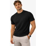 QS Erkek Triko Bisiklet Yaka Tişört - Siyah - 2XL