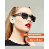 Qstar F06 Akıllı Sporcu Güneş Gözlüğü Bluetooth Hoparlörlü ve Dayanıklı Tasarım - Siyah