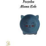 Qtahya Art Porselen Kedi Mama ve Su Kabı | Sağlıklı ve Hijyenik | Bulaşık Makinesinde Yıkanabilir - Mavi