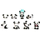 QTFHR 8 parça (1 set) Sevimli Panda Oyuncakları Figürler Oyun Seti, Pasta Dekorasyonu