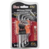 Qtools 9 Parça Çelik Kısa Alyan Takımı Tork Anahtarı Seti Yıldız Uçlu Allen Anahtarları - Çok Renkli