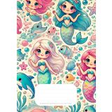 Quaderno a quadretti 0.5 cm per 4a e 5a scuola elementare - 100 pagine: formato A4 - cancelleria per bambini - fantasia Sirene