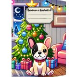 Quaderno a Quadretti 5x5: Formato A4, 120 pagine, Bulldog Francese, tema Natale