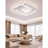 Quadra Glow Modern LED Avize Geometrik Tasarım Salon ve Oturma Odası Tavan Aydınlatma - Beyaz