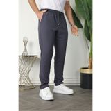 Quafash Erkek Regular Fit Beli Lastikli Bağcıklı Jogger Siyah Pantolon Rahat Kesim Yan Cepli