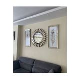 QUAL 3’lü Bronz Aynalı 65 cm Saat ve 30x70 cm Tablolar Set