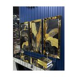 QUAL 3’lü Gold Aynalı Gold Çerçeveli Herbiri 40x90 cm Aynalı Tablo set