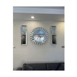 QUAL 3’lü Gümüş Renk 83 Cm Saat Ve 25*90 Cm Aynalar Set