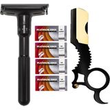 Qualis Shave Q7 Full Metal Manuel Tıraş Makinesi + F8 Tıraş Fırçası + U4 Full Metal Ustura