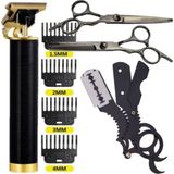 Qualis Shave R4 Elektrikli Siyah Saç Tıraş Makinesi+U4 Full Metal Ustura+M8 Kesme+İnceltme Makas Set