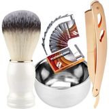 Qualis Shave U3 Full Metal Ustura + F8 Fırça + Kase + 10 Adet Platinum Yaprak Jilet