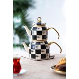 Qualita King Mini Beyaz Emaye Çaydanlık Takımı - 0002 - Beyaz