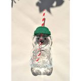 Qualitev 1 Adet Barista Cam Bardak Soğuk Içecek Pipetli Bardağı 550 ml Ted Bear Ayıcıklı Bardak - Şeffaf