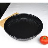 Qualitev 1 Adet Emaye Yuvarlak Fırın Tepsisi 29 cm Tart Kalıbı Kek Tepsi Fırın Kabı 29X5 cm - Siyah